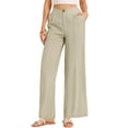 thumbnail image 4 of INSPIRE CHIC Casual Wide Leg Pants for Women's Elastic High Waist One Button Lightwieght Pants Trousers with Pockets XL Khaki, 4 of 5