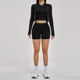 thumbnail image 1 of PISONIC Womens Workout Sets Color Block Long Sleeve Jacket with Tank Top and High Waisted Shorts Gym Athletic Sets, 1 of 7
