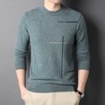 thumbnail image 3 of 2021, recién llegados, suéter de lana elástica de color sólido ajustado e informal a la moda para hombre, jersey de punto de cuello alto de marca para hombre, camisa de fondo, 3 of 4