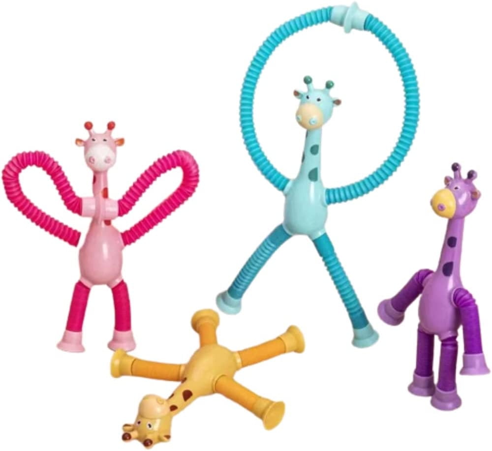 Moocorvic 4Pcs Telescopic Suction Cup Giraffe Toy, Shape Changing