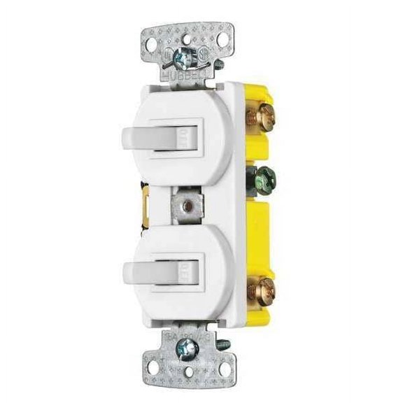 Hubbell tradeSELECT RC101W White Combination Single Pole Double Toggle Switch 15A 120V