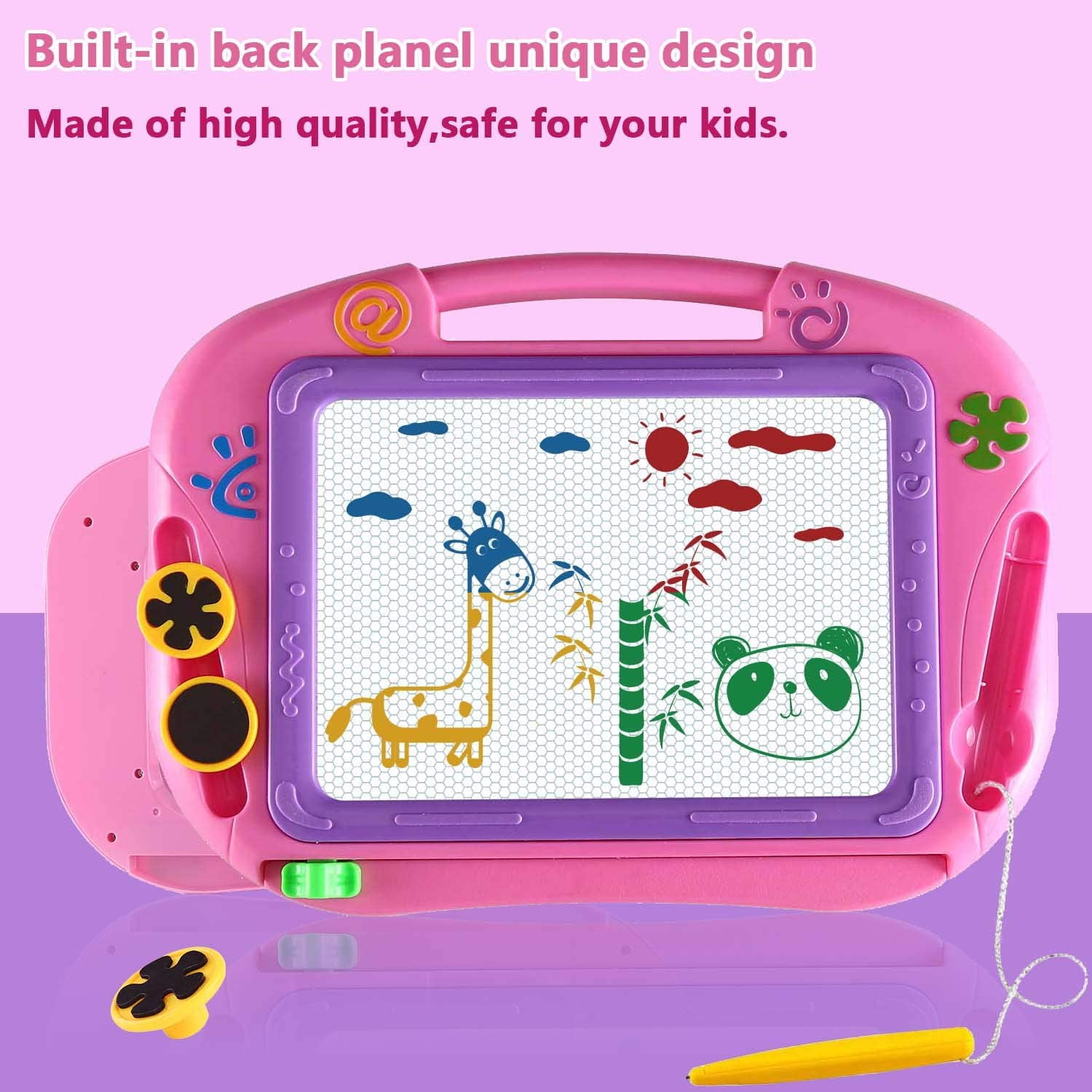 pozzolanas Magnetic Drawing Board for Kids and Toddlers Doodle Board Writing Painting Pad Comes with a 4-Color Travel Game Birthday Present for Toddler 