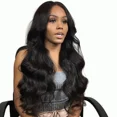 thumbnail image 3 of Peluca de pelo largo elegante para mujer, peluca de parte media rizada falsa para caras redondas, extensión de cabello realista de cobertura total de la cabeza, 3 of 4