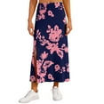 thumbnail image 3 of Asklazy Women's Casual Elegant Elastic High Waist Side Split Floral Lilies Midi Skirt, 3 of 11