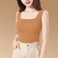 thumbnail image 5 of Women's Square Neck Wide Strap Tank Top Built in Bra Solid Color Basic Tops Going Out Shirt Slim Fit Summer Outdoor Wearing Coffee,Size M, 5 of 7