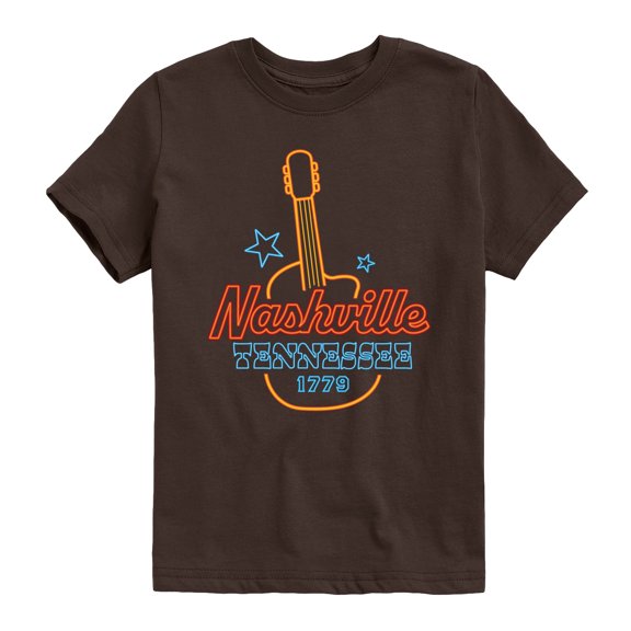 Instant Message - Nashville Neon Guitar Sign Boys' Short Sleeve Graphic T-Shirt