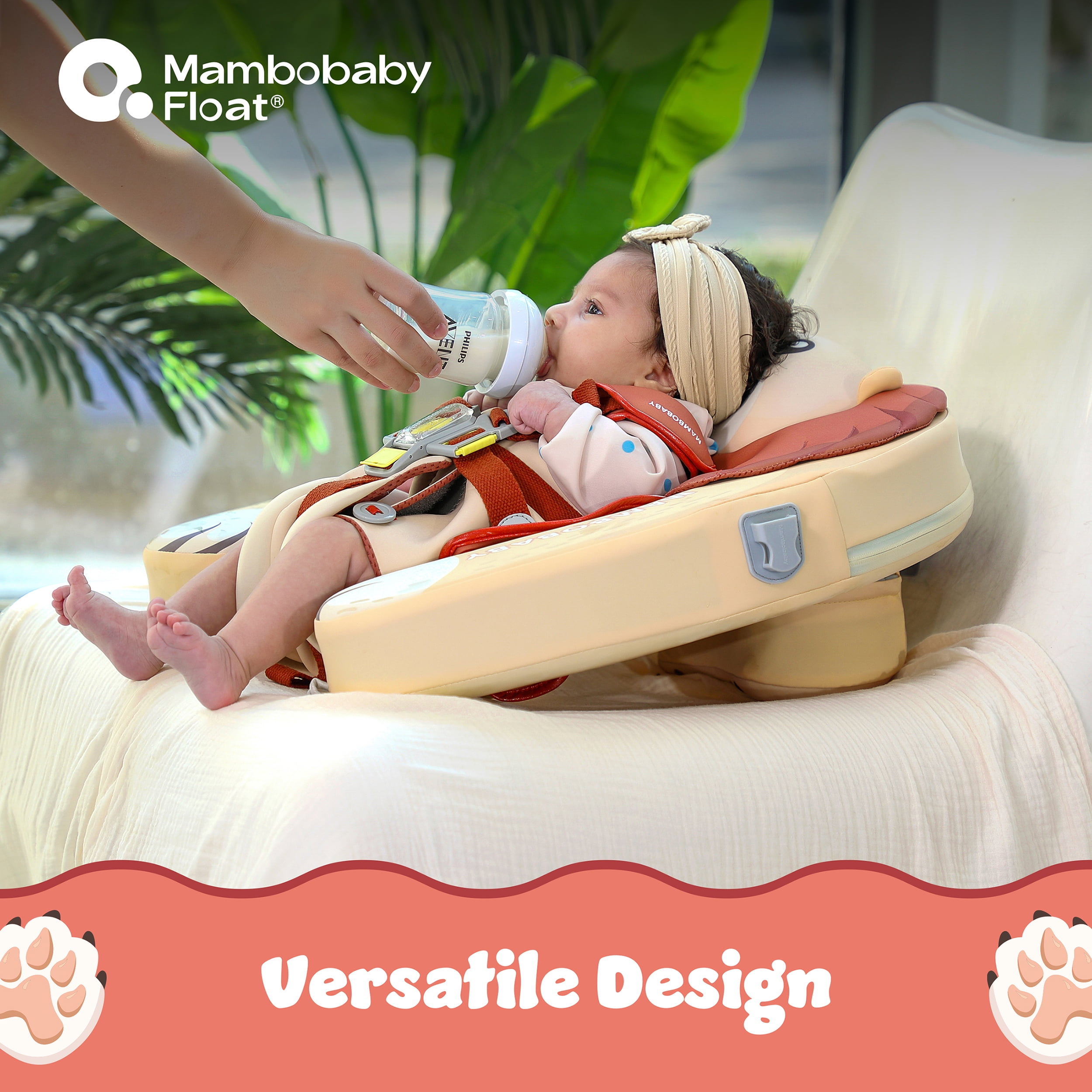 Mambobaby Baby Pool Float with 3D Canopy and Carrier- Yellow