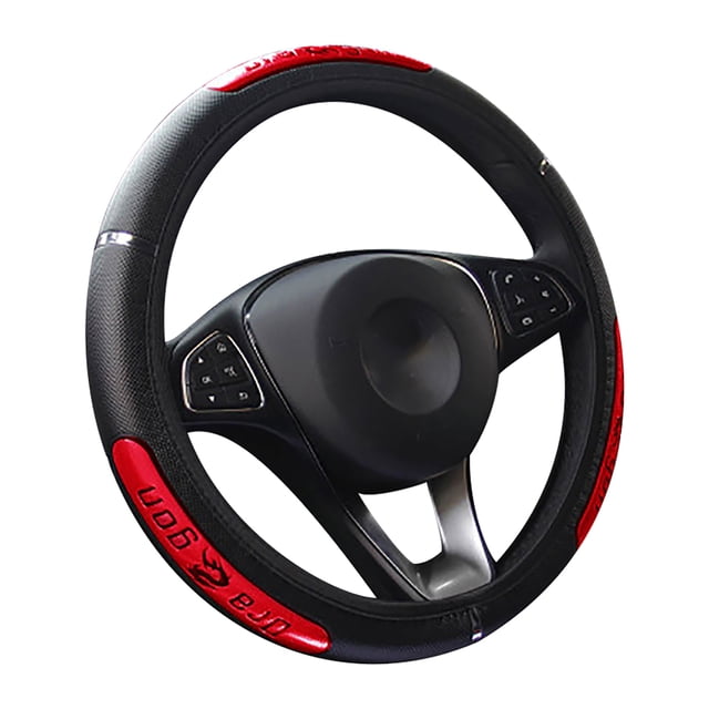 Funda de Cuero Kuymtek para Volante de Coche Accesorios Interiores Reflectantes Negro Rojo
