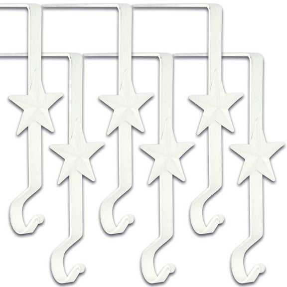 Wrought Iron Christmas Stocking Hanger 8"-Star - White (Set of 6) by Park Designs