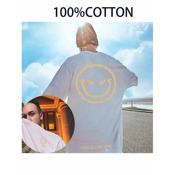 Camisetas de gran tamaño con estampado de sonrisa para hombres y mujeres, ropa de calle informal, moda Harajuku, ropa divertida y2k, Verano xuanjing unisex