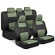 thumbnail image 1 of Juego completo de fundas para asientos de coche BDK PolyPro, verde sobre negro, 1 of 9