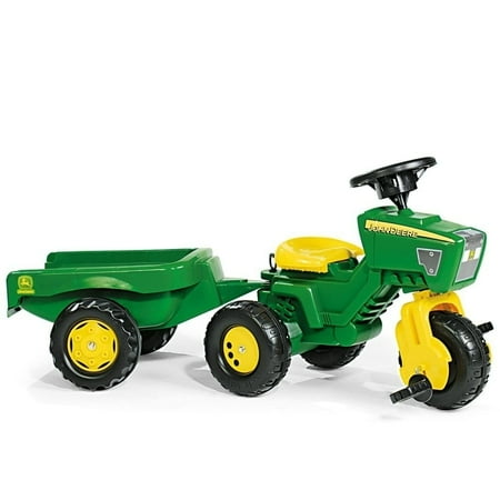Three Wheel - John Deere 3 Wheel Trac w/ Trailer - Green/Yellow