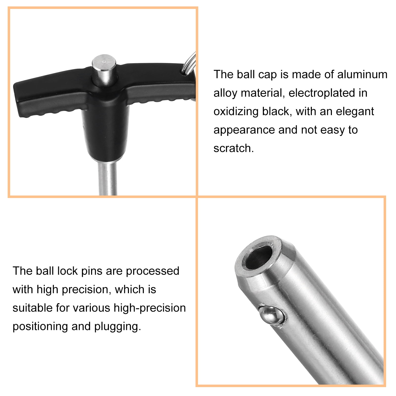 Uxcell 4Pack T Handle Lock Pins, 5mm x 30mm Usage Length Stainless Steel Push-Button Quick Release Pin
