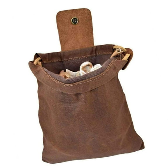 Foldable Waxed Canvas Foraging Pouch Hiking Waist Pack1eatherMushroom Belt Bag