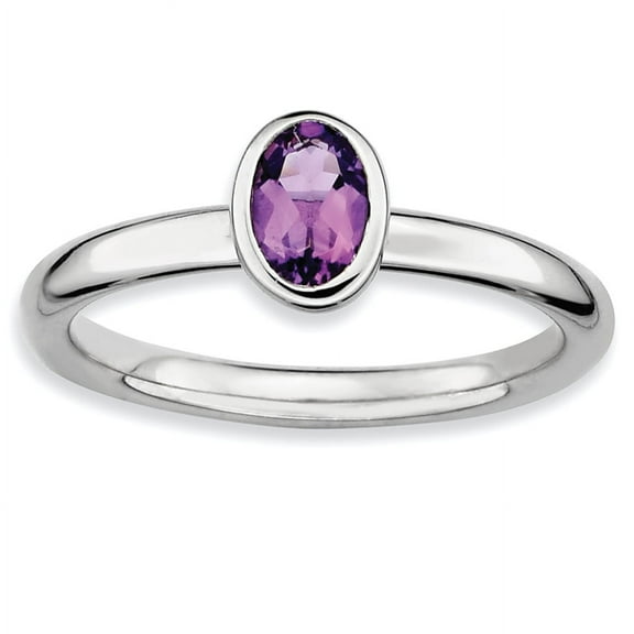 Sterling Silver Oval Amethyst Ring