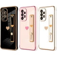 thumbnail image 5 of Designed for Samsung Galaxy A53 5G Case with Strap Luxury Love Heart Plating Gold Bumper Phone Cover Wristband Kickstand Full Body Protective Slim Case for Women - Black, 5 of 10