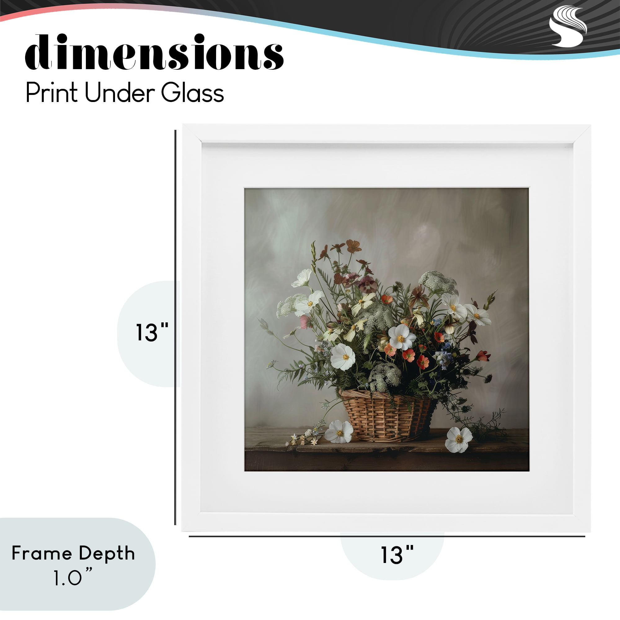 Stupell Industries Flowers In A Basket Arrangement White Framed Print Under Glass, design by Lazar Studio