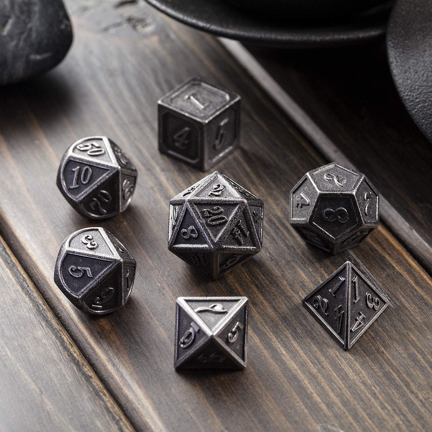 5pcs Silver Alloy D6 Dices w/ Case for Dungeons and Dragons Gaming Toys Gift 