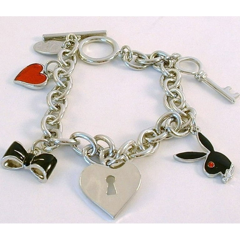 Playboy Lock Necklace, silver lock necklace with