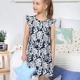 thumbnail image 4 of Balery Hawaiian Style Camisón de princesa para niñas, pijama de algodón con mangas abullonadas, suave y bonito.-Large, 4 of 6