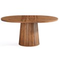 thumbnail image 2 of Tribesigns Oval Conference Table, 55.11 Inches Wood Meeting Table for 6 People, Rustic Meeting Seminar Boardroom Table with Wood Base for Office Conference Room (Brown), 2 of 12