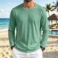 thumbnail image 2 of Shirt for Women, Men's Shirts Solid Color Round Neck Long Sleeved Casual Sports Fashion Clothes Features Green M, 2 of 6
