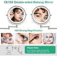 thumbnail image 2 of 8" Wall Mounted Lighted Makeup Mirror, Vanity Mirror with Lights, Double Sided 1X/10X Magnifying Mirror,3 Color Lights Dimmable 360° Rotation Shaving Light up Mirror for Bathroom（Nickel）, 2 of 9