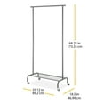 thumbnail image 3 of Whitmor Rolling Garment Rack with Shelf, Metal and Plastic, Gunmetal Gray, 3 of 8