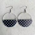 thumbnail image 5 of Half Round Point Plaid Leather and Acrylic Semicircle Geometric Women Earrings, 5 of 9