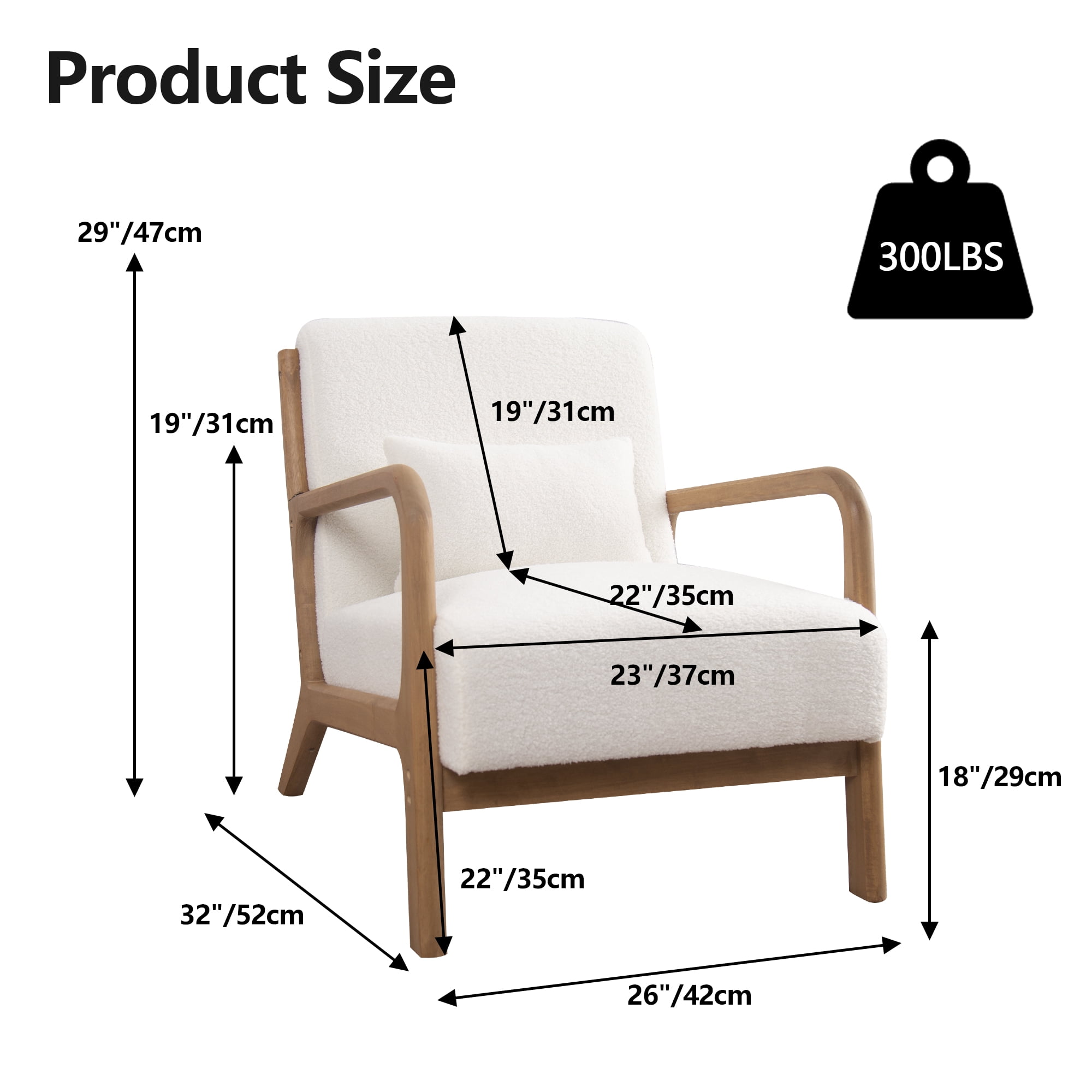 Bonzy Home Mid Century Modern Accent Chair, White