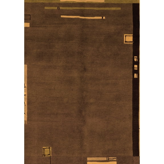 Ahgly Company Indoor Rectangle Abstract Orange Modern Area Rugs, 5' x 7'