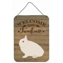 Caroline's Treasures CK6908DS1216 Hermelin Rabbit Welcome Wall or Door Hanging Prints, 12x16, multicolor