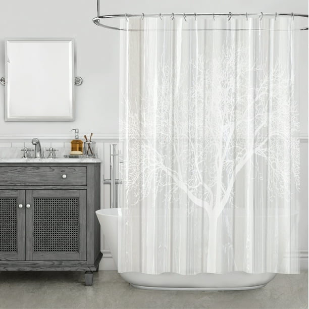 Splash Home Tree Printed PEVA Shower Curtain 70 x 72 Clear