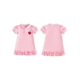 thumbnail image 2 of BemeyourBBs Toddler Baby Girls Back to School Dress Kindergarten Outfits Baby Girl First Day of School Outfit Cute Apple Embroidery Puff Short Sleeve Collared Button Summer Ruffled Dress, 2 of 9