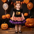 thumbnail image 2 of Toddler Halloween Dress Girl, Girls Halloween Print Tunic Top Skirt Three Piece Outfit With Sleeves Party Dress Casual Beach School Set, Halloween Gifts, 2 of 6