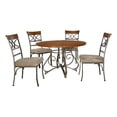 thumbnail image 1 of Linon Hamilton 5 Piece Cherry Wood and Steel Dining Set in Matte Pewter & Bronze, 1 of 6