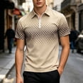 thumbnail image 2 of FRSASU Polo Shirts for Men Loose Fit Short Sleeve Contrast Color Print Quarter-Zip Golf Shirt Summer Spring Casual Tops Khaki, 2 of 6