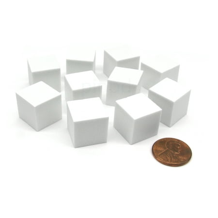 Diced Foam Insert - Koplow Games Pack of 10 16mm Blank Foam Dice Cubes with Square Corners - White #16803