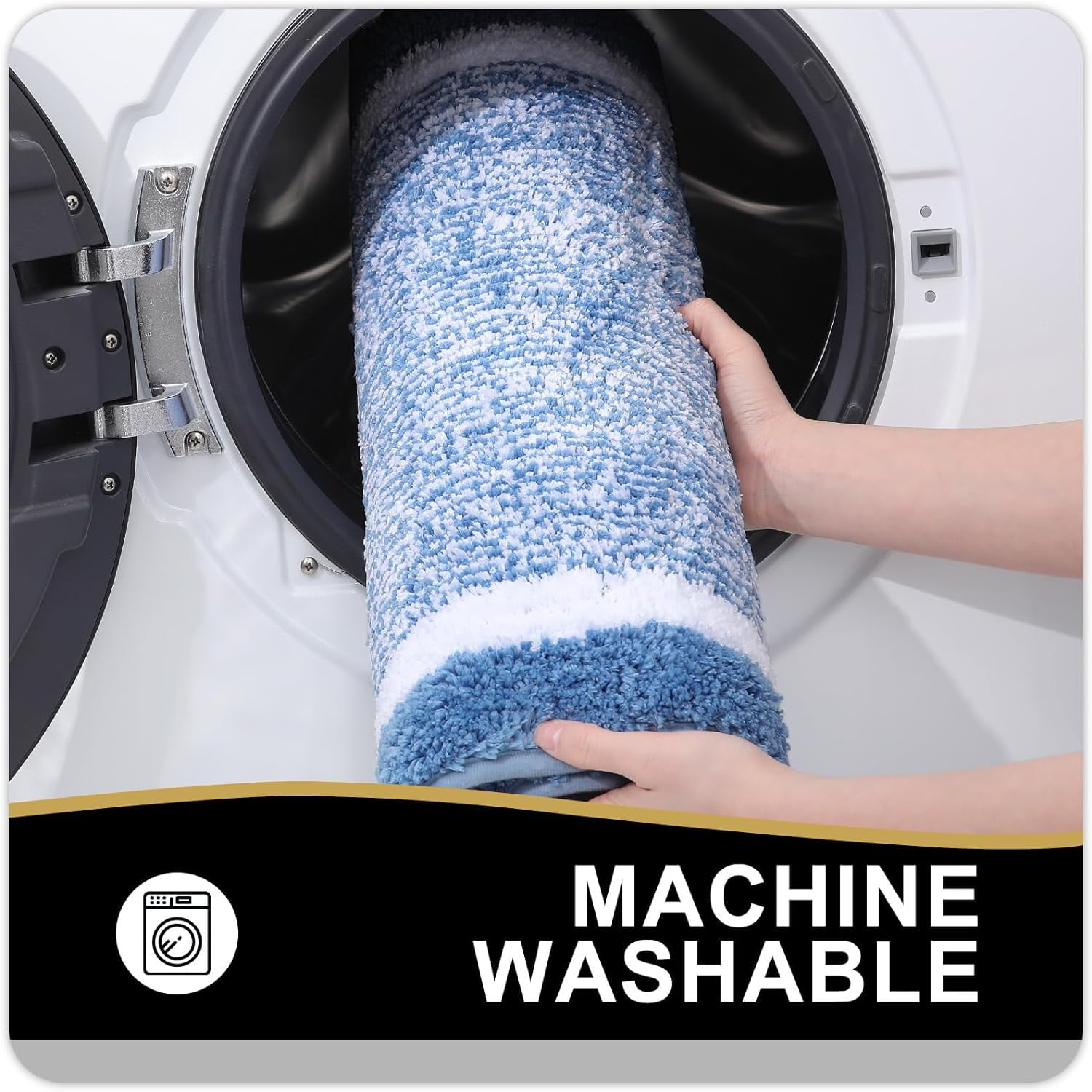 Ht Viik Bathroom Rugs 30x20, Extra Soft and Absorbent Microfiber Bath Mat, Non-Slip, Machine Washable, Quick Dry Shaggy Bath Carpet, Suitable for Bathroom Floor, Tub, Shower (Medium, Blue)