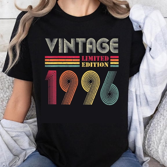 100% Cotton Vintage Limited Edition 1996 Birthday Gift For Women Men Retro Style Colorful Design T-Shirt