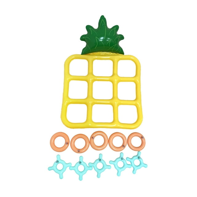 Ensemble de Jeu Gonflable avec Anneau à Lancer, Jouet Ananas à Lancer dans l'Eau, Activité Interactive Extérieure, Matériau Pvc, Portable 81x55 cm, Fête en Famille, Jeu à la Piscine, Multicolore Multicolore