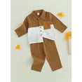 thumbnail image 3 of xiaxaixu Baby Boy 2 pieces Pant Set Outfits Long Sleeve Contrast Color Shirt + Pants Set Toddler Fall Clothes, 3 of 8