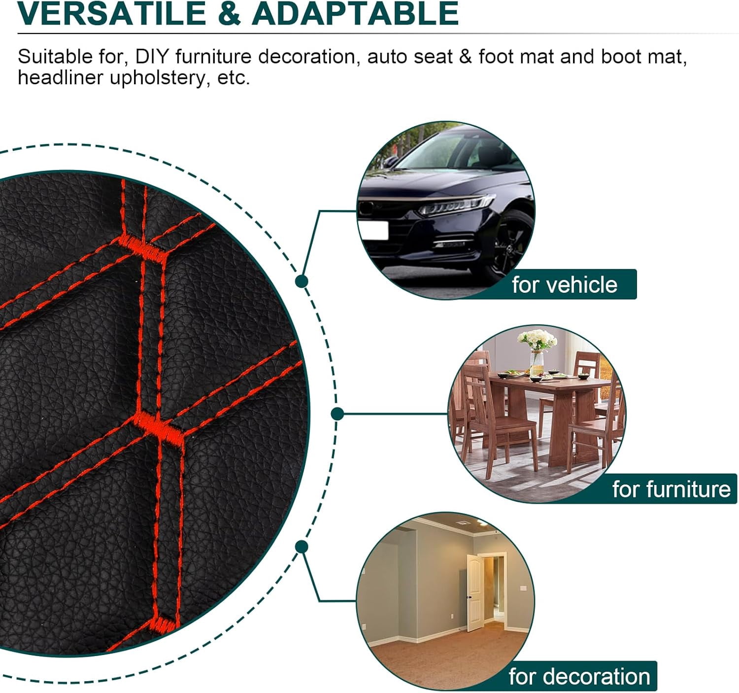 63" W Faux Leather Vinyl Fabric Waterproof Diamond Quilted Upholstery Material for Auto Headliners Car Seats Door Panel Furniture Sofa Chair DIY Black 4 Yard