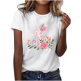 thumbnail image 2 of Cavosen Happy Easter Women's Tops Short Sleeve Tops Summer Bunny Floral Print Pullover Blouse Crewneck Holiday Shirts Vacation Festival T Shirts Casual Dressy Fashion Tees 2XL, 2 of 4