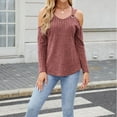 thumbnail image 4 of ZyeKqe Sweaters for Womens Long Sleeve Shirts Cold Shoulder Knit Top Scoop Neck Pullover Top Loose Fitting, 4 of 8