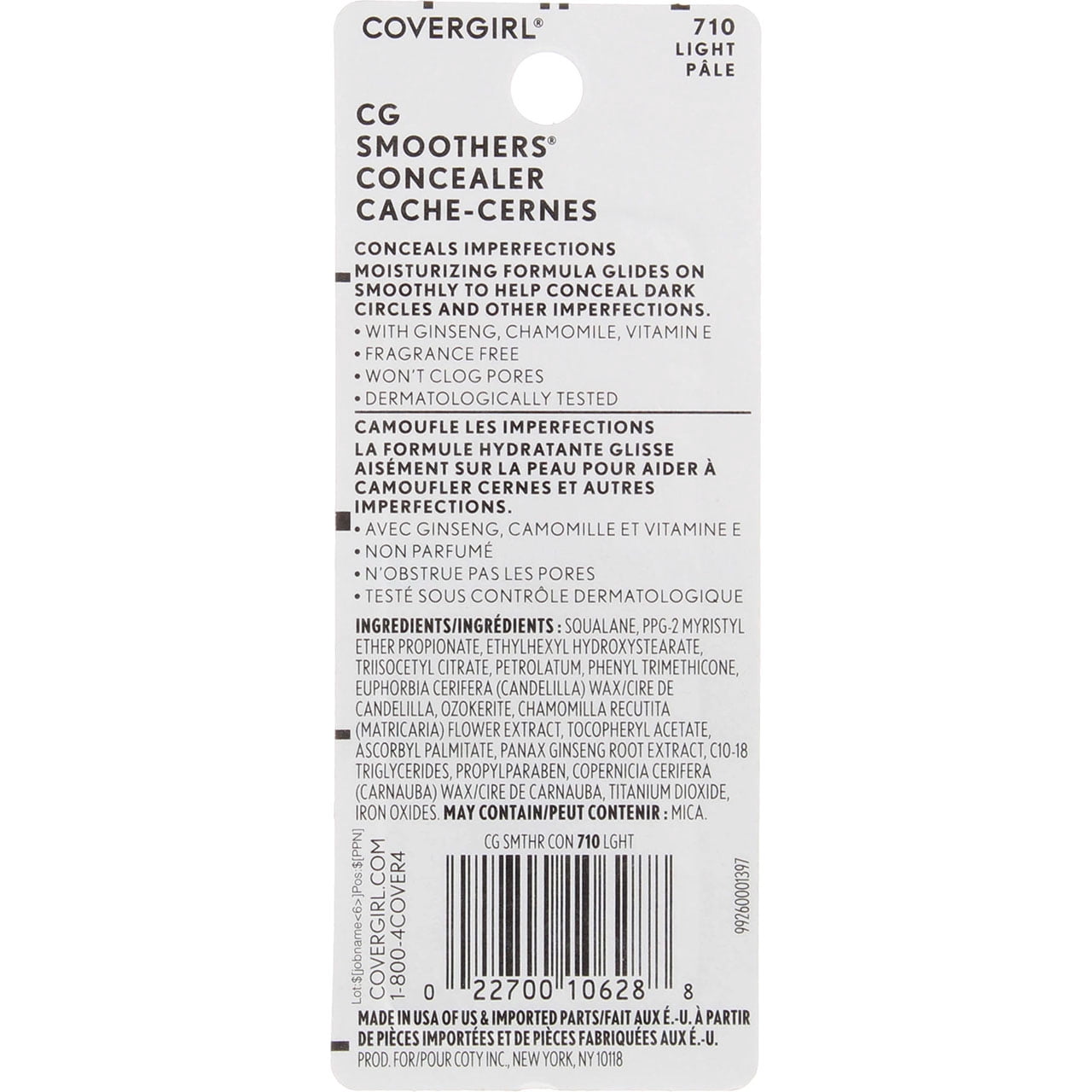 CoverGirl Smoothers Concealer, Light [710], 0.14 oz (Pack of 4)