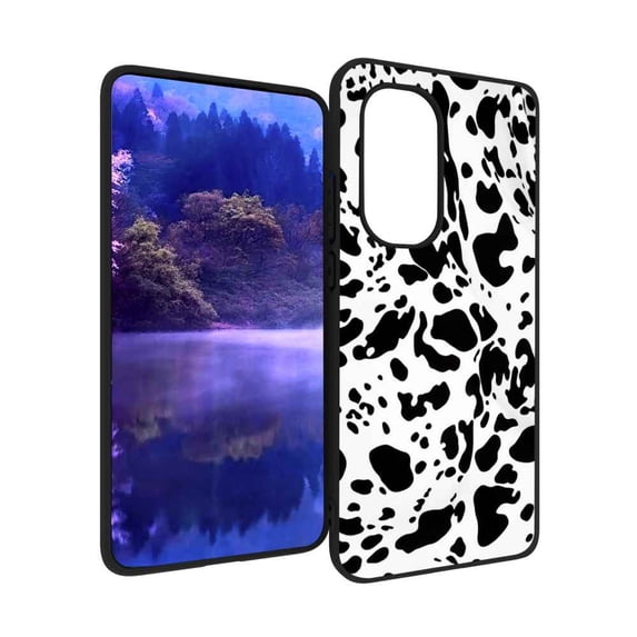 Compatible with Motorola Moto Edge 2022 Phone Case, Cow-Print-Abstract-Art-Black-White-Pink-Cute3 Case Men Women, Flexible Silicone Shockproof Case for Motorola Moto Edge 2022