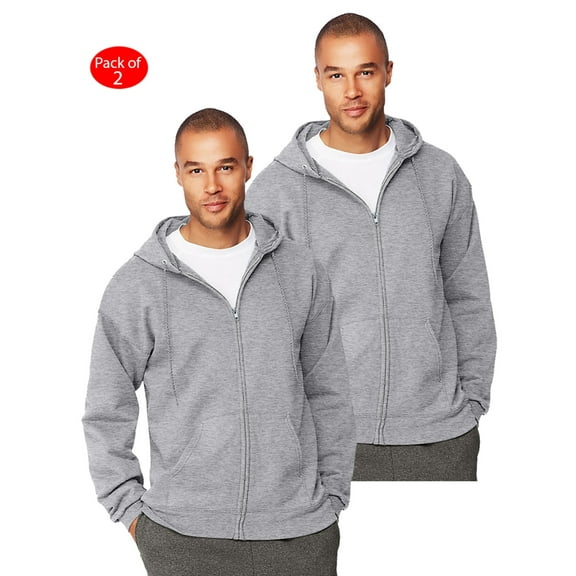 Hanes Mens Ultimate Cotton; Heavyweight Full Zip Hoodie, Color: Oxford Grey, Size: 3XL --- PACK OF 2 (Men's Athleticwear - Original Company Packing)