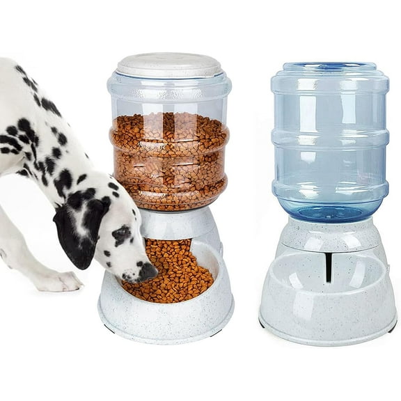 Automatic Dog Feeders, Gravity Pet Food Dispenser, Large Cat Dogs Water Bowl, 3 Gallon