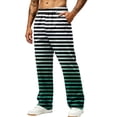 thumbnail image 2 of LTTVQM Horizontal Striped Wide Leg Lounge Pants Leisure Horizontal Line Stripe Lightweight Wrinkle Resistant Fabric Mens Everyday Walking Full Length Pants Navy 2XL, 2 of 7